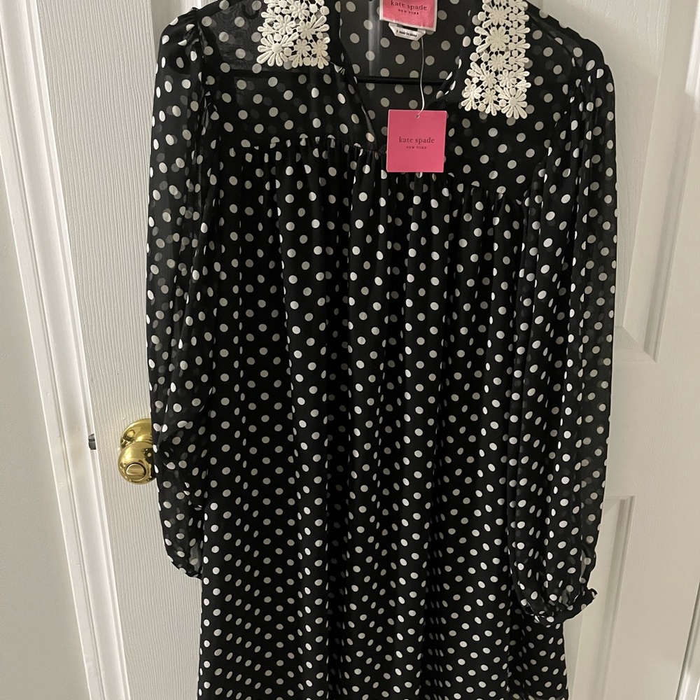 Kate Spade Black and White Long Sleeve Dress